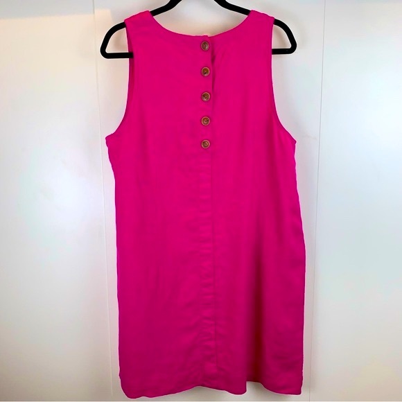 J. Crew Hot Pink Beauchamps 100% Linen Shift Tank Dress Women's sz L/XL - Picture 5 of 10